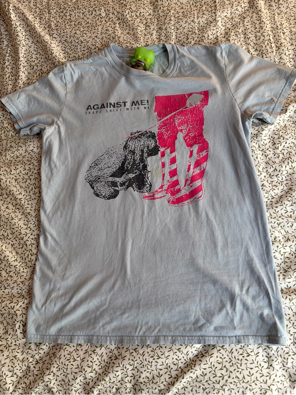 Against Me! Shape Shift with Me, Band Tee in Light Blue with Pink/Black Graphic